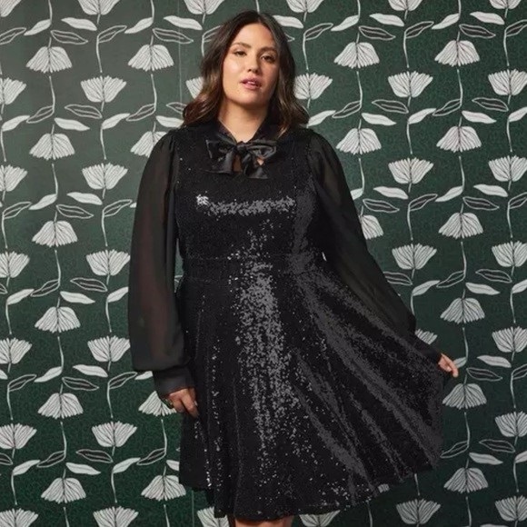 torrid Dresses & Skirts - Torrid x Sylvia Mollie - Black Mesh Sequin Mini Dress 30W